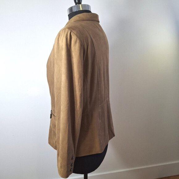 Vintage Conrad C Proportion Petite Sz 12 (LG) Suede Blazer Jacket Buttoned Lined - Picture 4 of 15